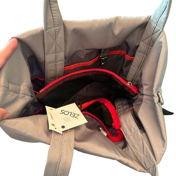 Zelos Nylon Shoulder Bag Light Gray NWT Oversized - Picture 6 of 8